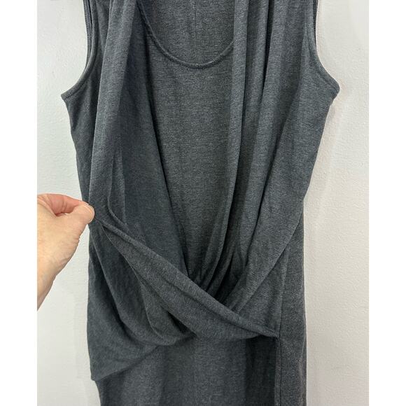 Athleta Gray Duet Faux Wrap Sleeveless Draped Asymmetrical Stretchy Dress Sz S - Picture 6 of 10